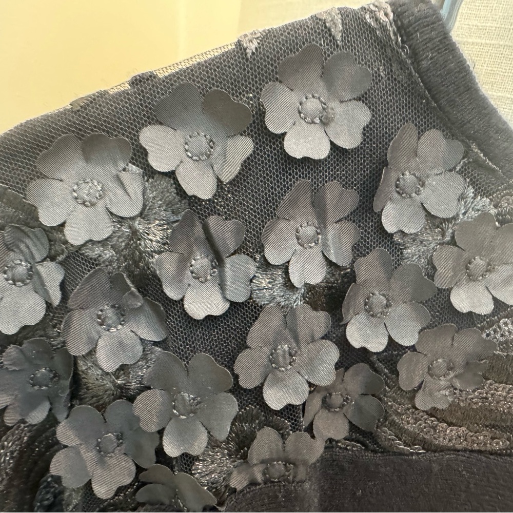 JM Collection black Embellished Blouse with Floral Pattern